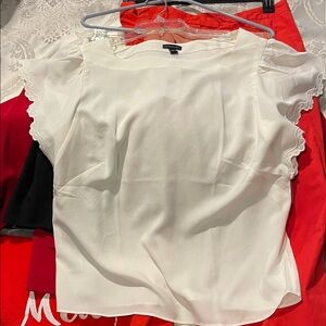 Ann Taylor Cream Lace Sleeve Blouse